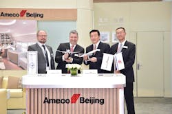 Left to right: Lufthansa Technik: Mr. Jan Grube, Mr. Kai-Stefan Röpke and Ameco: Mr. Zhu Xiao, Dr. Chen Xuerui Left to right: Lufthansa Technik: Mr. Jan Grube, Mr. Kai-Stefan Röpke and Ameco: Mr. Zhu Xiao, Dr. Chen Xuerui