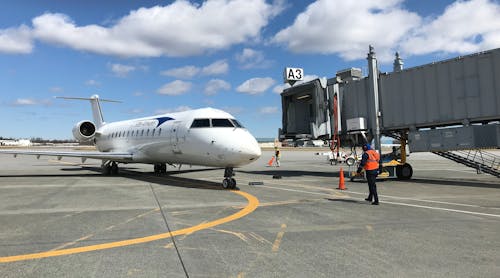 Elite Airways arrives at Albany International Airport on April 5.