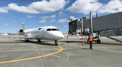 Elite Airways arrives at Albany International Airport on April 5.