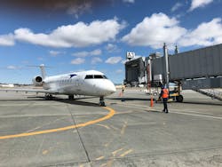 Elite Airways arrives at Albany International Airport on April 5. Elite Airways arrives at Albany International Airport on April 5.