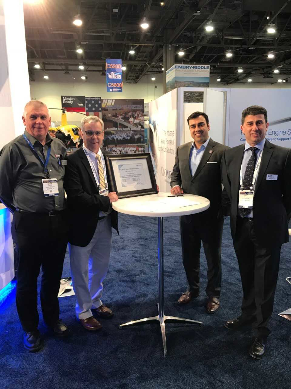 Kevin Read (H+S Aviation, Engine Accessories Sales), Richard Busch (Champion Aerospace), Amit Toprani (Champion Aerospace), and Ray Grech (H+S Aviation, Engine Accessories Program Director).