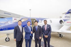 CEO of Honsan General Aviation Co. Ltd. Dr. Cheng Qian, Chairman of Honsan General Aviation Co. Ltd. Mr. Zhou Yuxi, Honda Aircraft Company President and CEO Mr. Michimasa Fujino and Honda Aircraft Company Sales Director Mr. Vishal Hiremath. CEO of Honsan General Aviation Co. Ltd. Dr. Cheng Qian, Chairman of Honsan General Aviation Co. Ltd. Mr. Zhou Yuxi, Honda Aircraft Company President and CEO Mr. Michimasa Fujino and Honda Aircraft Company Sales Director Mr. Vishal Hiremath.