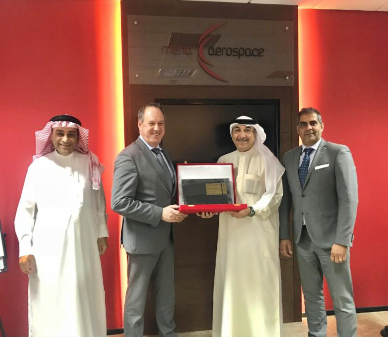 From left to right - MENA Aerospace CEO Omar Mattar, Mr. Gereon Arens, CEO of HAITEC, Mohammed Jumaan MENA Aerospace managing director and Mr. Martin O'Boyle, Commercial Director.