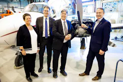 Anticipating growth in its aviation maintenance programs, Red River College has purchased a Winnipeg hangar that it has been leasing for years. Present at the announcement were (L-R) Kim Westenskow, GM, Boeing Canada Winnipeg; Paul Vogt, president and CEO of Red River College; Ian Wishart, Manitoba Minister of Education and Training; and Tom Kleysen, The Kleysen Group. Anticipating growth in its aviation maintenance programs, Red River College has purchased a Winnipeg hangar that it has been leasing for years. Present at the announcement were (L-R) Kim Westenskow, GM, Boeing Canada Winnipeg; Paul Vogt, president and CEO of Red River College; Ian Wishart, Manitoba Minister of Education and Training; and Tom Kleysen, The Kleysen Group.