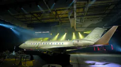Bombardier's new Global 6500 business jet, unveiled during a launch event at EBACE in Geneva.