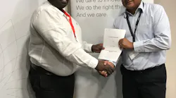 Left to right, Jacob Kakunu aviation business development manager Africa Vivo Energy and Anthony Leon general manager Air BP Southern Africa
