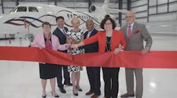 From left to right, Westchester County Director of Operations Joan McDonald; Million Air CEO Roger Woolsey; Business Council of Westchester President and CEO Marsha Gordon; County Board of Legislators Chairman Ben Boykin; County Legislator MaryJane Shimsky and Harrison Town Supervisor/Mayor Ron Belmont