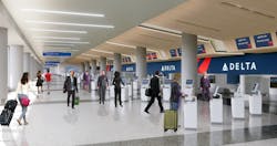 Delta and LAWA also released new renderings of the facility, which show the interior and exterior of the shared &apos;headhouse&apos; of Terminals 2 and 3; the interior, secured side of Terminal 3; and the connector between Terminal 3 and Terminal B, among other perspectives.