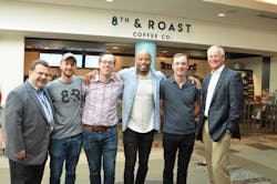 Celebrating the opening, left to right: Jay Greenberg, Senior Director of Operations at Nashville International Airport, HMSHost; David Speegle, Culinary Director, 8th & Roast; Edward Reed, CFO and Owner, 8th & Roast; Q Taylor, Owner, 8th & Roast; Sam Reed, Partner, 8th & Roast; Doug Kreulen, President and CEO, Metropolitan Nashville Airport Authority. Celebrating the opening, left to right: Jay Greenberg, Senior Director of Operations at Nashville International Airport, HMSHost; David Speegle, Culinary Director, 8th & Roast; Edward Reed, CFO and Owner, 8th & Roast; Q Taylor, Owner, 8th & Roast; Sam Reed, Partner, 8th & Roast; Doug Kreulen, President and CEO, Metropolitan Nashville Airport Authority.