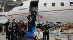 A tour of the Bombardier Hartford Service Center as part of the Inspiring Future Aviators event.