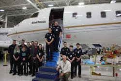A tour of the Bombardier Hartford Service Center as part of the Inspiring Future Aviators event.