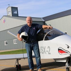 John Monnett with SubSonex JSX-2 N241SJ after completing the second JSX-2&rsquo;s first flight in October, 2015