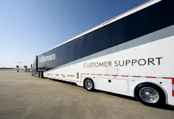 Gulfstream Customer Support includes this specially equipped 74-foot/22.6-meter tractor-trailer. Gulfstream Customer Support includes this specially equipped 74-foot/22.6-meter tractor-trailer.