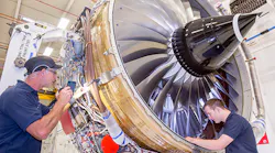 A Trent 700 engine on build at Rolls-Royce in Derby, UK.