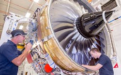 A Trent 700 engine on build at Rolls-Royce in Derby, UK. A Trent 700 engine on build at Rolls-Royce in Derby, UK.