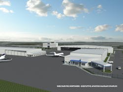 The facility will not only include a state-of-the-art 180,000 square foot hangar complex consisting of eight large cabin-class sized hangars and an additional 30,000 square feet of office and shop space but will also be the home of Banyan’s Northside FBO terminal The facility will not only include a state-of-the-art 180,000 square foot hangar complex consisting of eight large cabin-class sized hangars and an additional 30,000 square feet of office and shop space but will also be the home of Banyan’s Northside FBO terminal