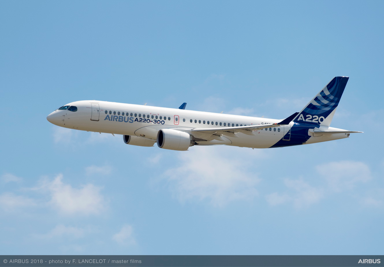 A220 300 in flight.