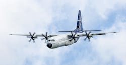 Lockheed Martin's LM-100J flies a Farnborough International Airshow practice run July 2. Lockheed Martin's LM-100J flies a Farnborough International Airshow practice run July 2.