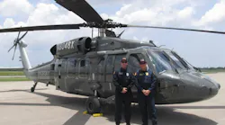 San Diego Fire-Rescue Senior Pilot Chris Hartnell (left) and Chief Chuck Macfarland accepted the department’s first S-70 Black Hawk helicopter June 27 from Sikorsky.