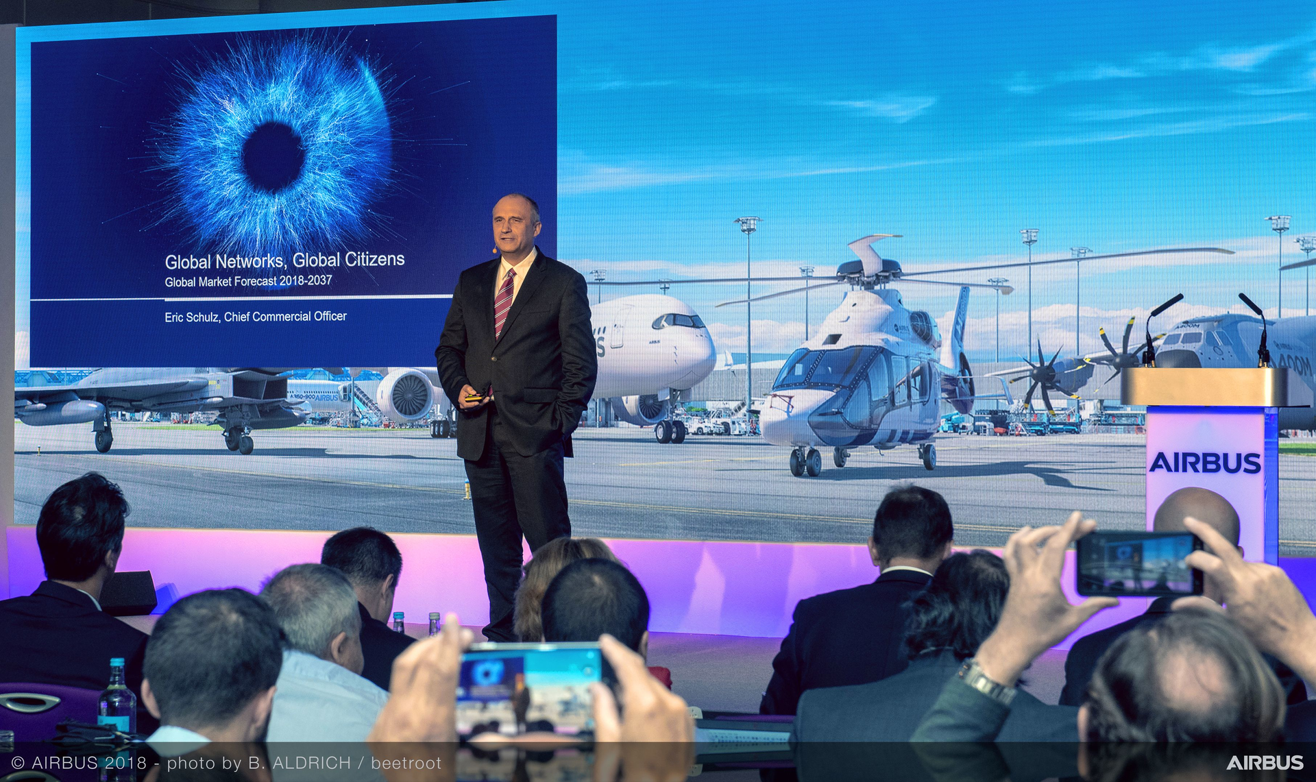 Eric Schulz, Executive Vice President Customers Affairs, Airbus Commercial Aircraft, speaking at the Pre-Farnborough - Media briefing, July 2018.