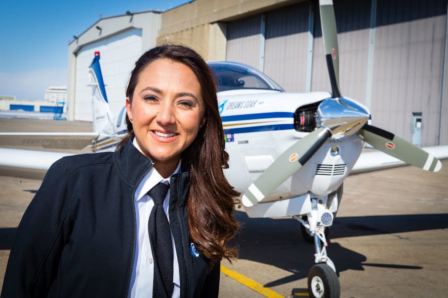 Shaesta Waiz, the youngest woman to fly solo around the world in a single-engine aircraft, will christen Goodyear&apos;s newest blimp, Wingfoot Three.