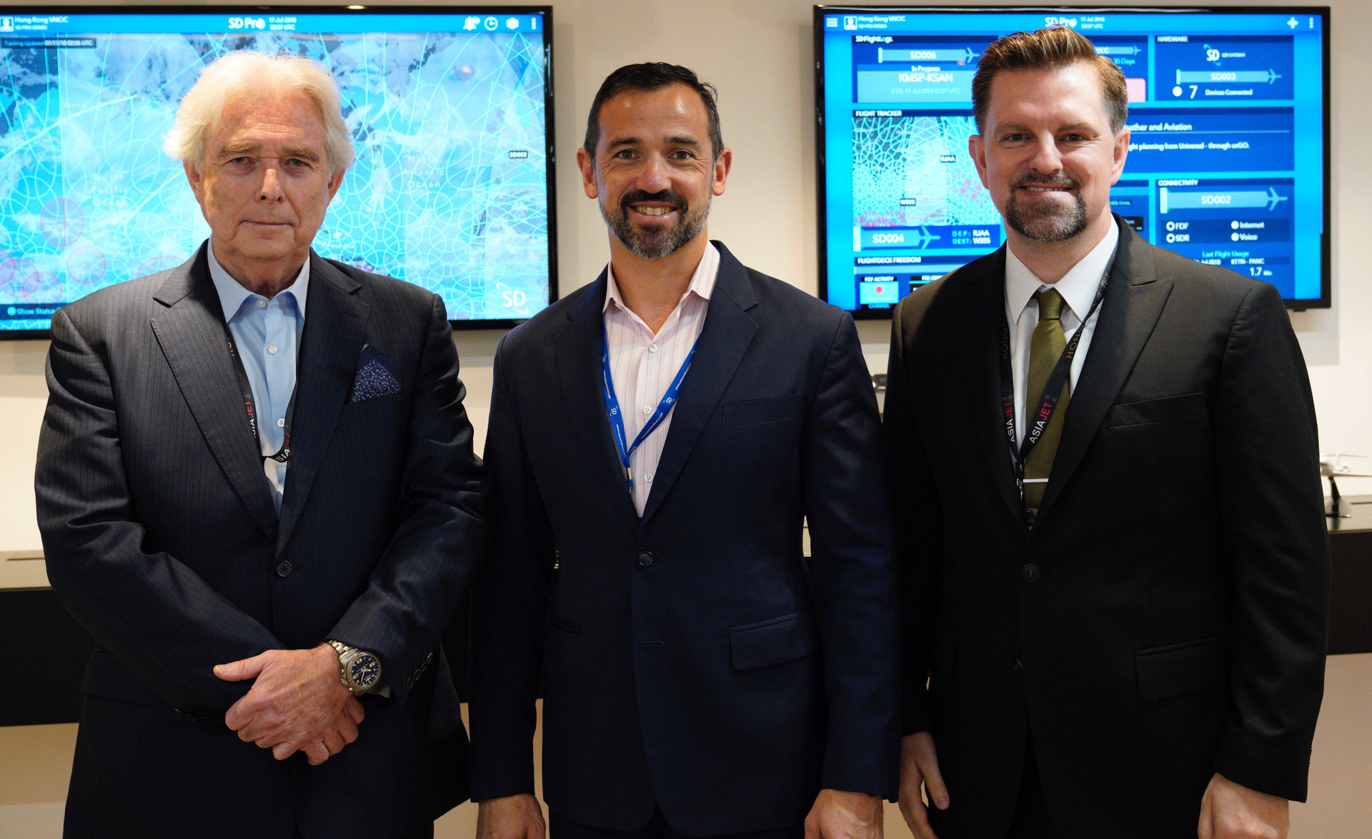 Denzil White, CEO Hong Kong Jet; Nathan Andrews regional director SD APAC; and Mike Walsh CCO Hongkong Jet.