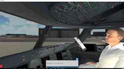 Figure 3: An augmented reality message on a virtual reality screen.