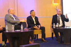 Pharma logistics expert Yoram Eshel (left), Rinzing Wangyal (centre), VP Planning North America, Worldwide Flight Services, and Niels van Namen (right), VP and Managing Director, Healthcare, Europe, UPS.