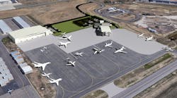 Phase One development plans include a new 10,000 square foot FBO facility, a new 35,000 square foot hangar and a new fuel farm on 10 acres at KBJC . Phase One development plans include a new 10,000 square foot FBO facility, a new 35,000 square foot hangar and a new fuel farm on 10 acres at KBJC .