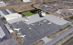 Phase One development plans include a new 10,000 square foot FBO facility, a new 35,000 square foot hangar and a new fuel farm on 10 acres at KBJC . Phase One development plans include a new 10,000 square foot FBO facility, a new 35,000 square foot hangar and a new fuel farm on 10 acres at KBJC .