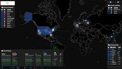 The attack screen at the SD Data Center supports customer cyber threat monitoring. The attack screen at the SD Data Center supports customer cyber threat monitoring.
