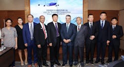 Mr Joe Beydoun, Head of Cargo Business Relationships Commercial &amp; Communications of Dubai Airports (fifth from right), Mr Zhang Changsheng, Deputy Director of Yunnan Provincial Development &amp; Reform Commission (sixth from right) and Mr Jude Fernandes, Head, Cargo Business Planning, Commercial &amp; Communications, Dubai Airports, (seventh from right) with the delegation of the Yunnan Provincial Development and Reform Commission at the UAE Air Transport Cooperation Promotion Conference in Dubai.