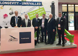 Alfred Siefer (Area Sales Manager HYDRO), John McKenna (Area Sales Manager HYDRO), Martin Dürr (SVP Sales & Service HYDRO), Paul Bowen (Sales Executive JB Roche), Claude Leduc (Aviation Support Specialist Liftsafe Fall Protection) and Daniel Geiger (Area Sales Manager HYDRO) are happy about the distribution agreement and the enlarged Ground Support Equipment portfolio of HYDRO.