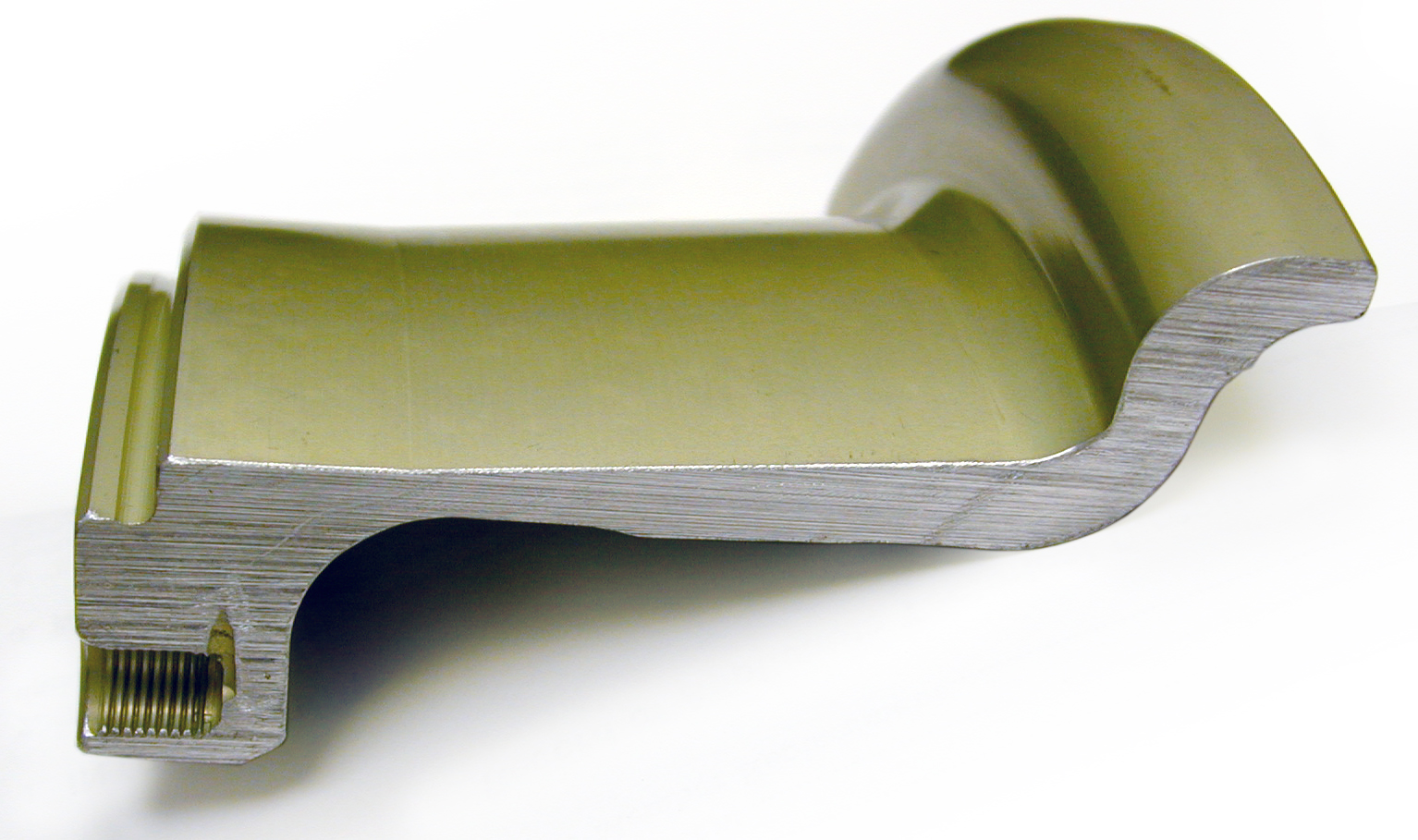 This is a side view of a section of a wheel showing the wheel bead seat profile. A section like this would be used to make a reference standard.