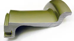 This is a side view of a section of a wheel showing the wheel bead seat profile. A section like this would be used to make a reference standard.