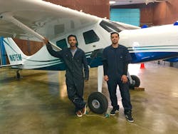 College of Alameda Aviation Maintenance Technology students (L-R, Muse Kebede and Taha Berche).