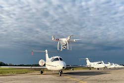 Image of a DJI Phantom Drone flying at the Golden Triangle Regional Airport. Image of a DJI Phantom Drone flying at the Golden Triangle Regional Airport.