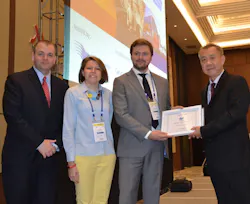 From left to right: Brian Scarry, Membership Coordinator, IATP; Yulia Slyusarvea, Leading Procurement Manager, AirBridgeCargo; Vladimir Seleznev, Head of Purchasing Group Maintenance, AirBridgeCargo; and San Lucktong, IATP Chairperson. From left to right: Brian Scarry, Membership Coordinator, IATP; Yulia Slyusarvea, Leading Procurement Manager, AirBridgeCargo; Vladimir Seleznev, Head of Purchasing Group Maintenance, AirBridgeCargo; and San Lucktong, IATP Chairperson.