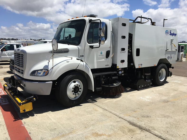 San Diego International Airport crews utilize sweeper trucks during the early morning hours to clear FOD from the runway and taxiways.