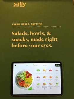 Sally, created by Silicon Valley-based food robotics company Chowbotics, offers thousands of custom meal and snack options from any combination of up to 22 ingredients. Sally, created by Silicon Valley-based food robotics company Chowbotics, offers thousands of custom meal and snack options from any combination of up to 22 ingredients.