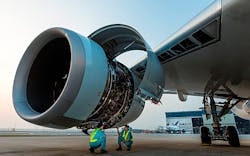 HAECO Hong Kong mechanics performing an inspection on a Trent XWB engine. (Picture courtesy of HAECO Hong Kong) HAECO Hong Kong mechanics performing an inspection on a Trent XWB engine. (Picture courtesy of HAECO Hong Kong)