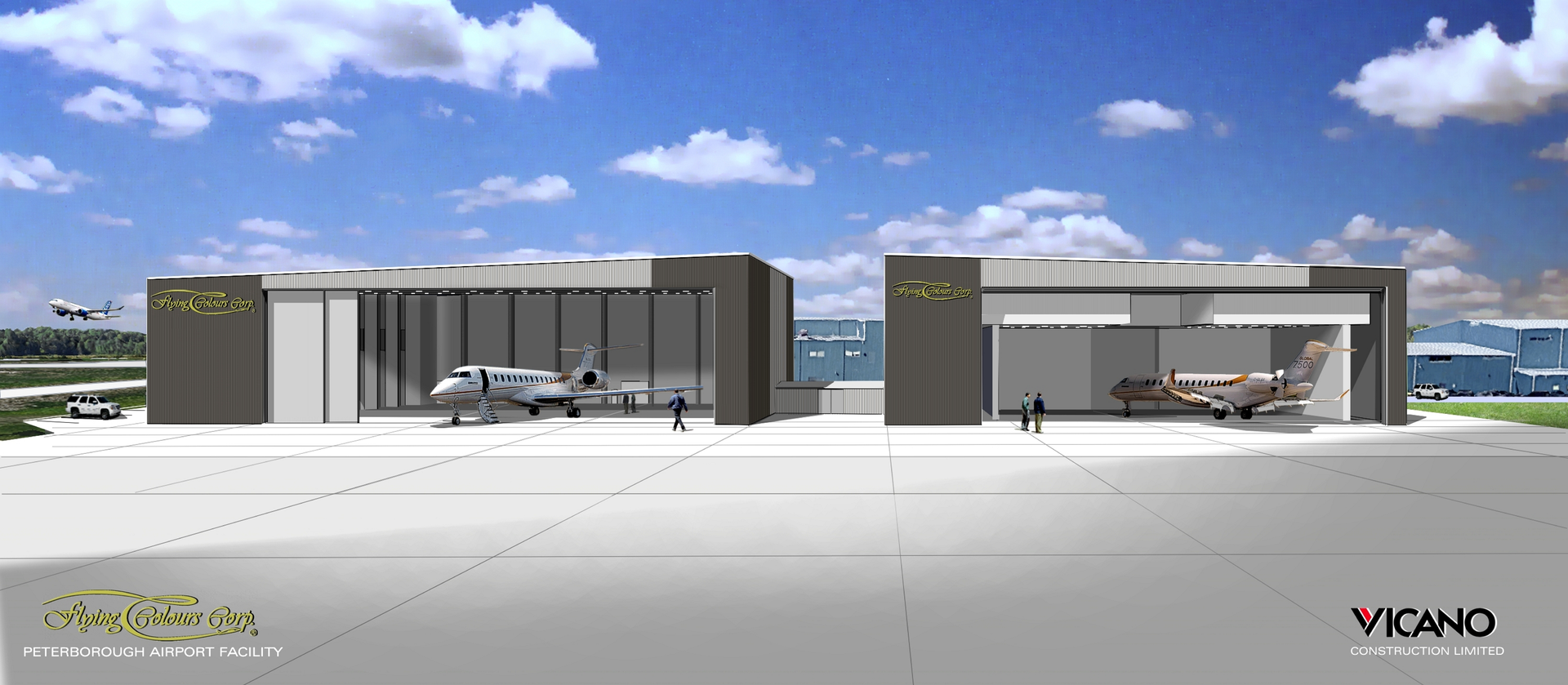 Rendering of the new hangar due to open in mid-2019.