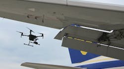 Drone-assisted aircraft inspection trial.