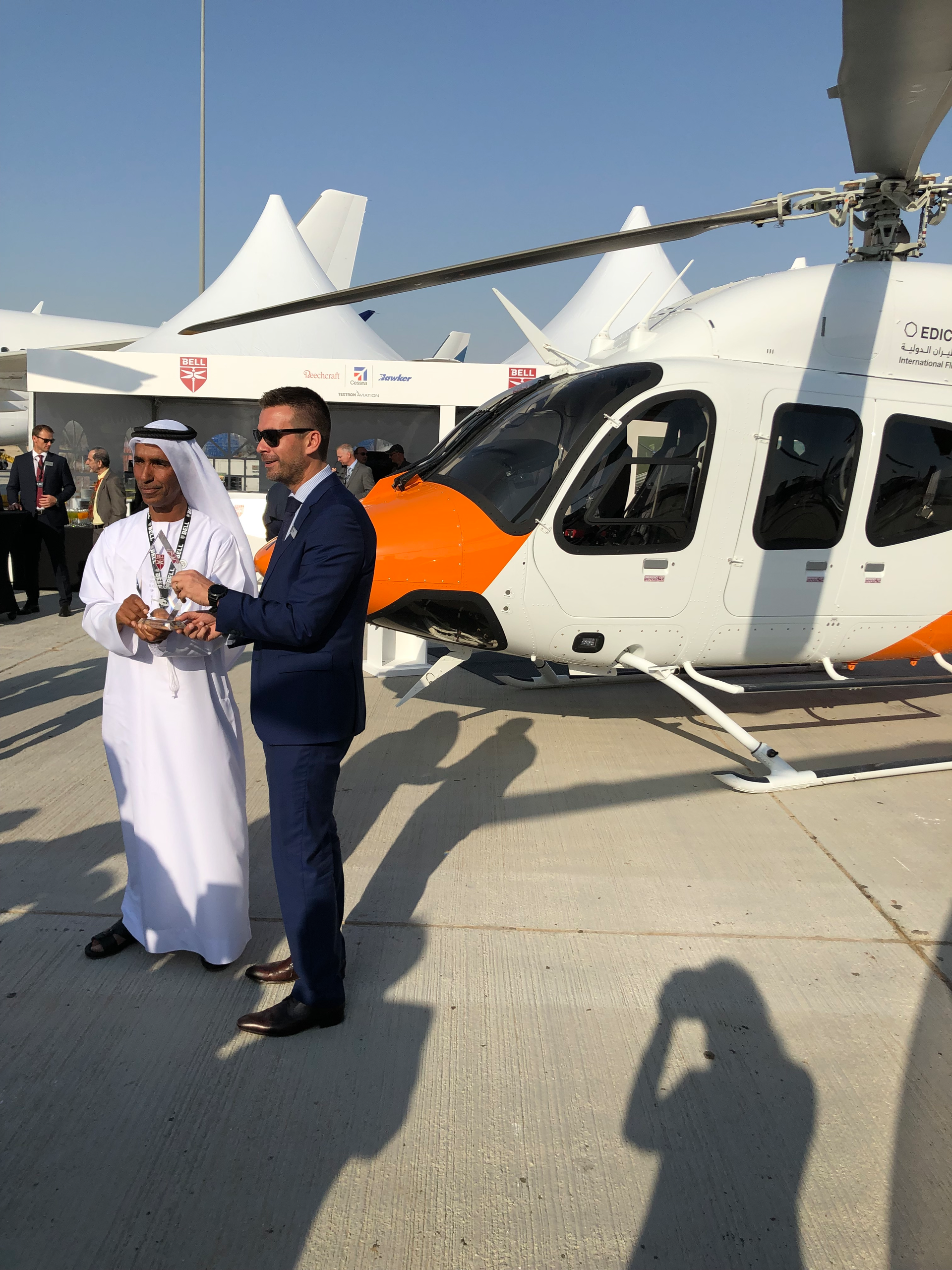 Hareb Thani Al Dhaheri, CEO, EDIC Horizon International Flight Academy and Patrick Moulay Senior Vice President Bell Commercial Business.