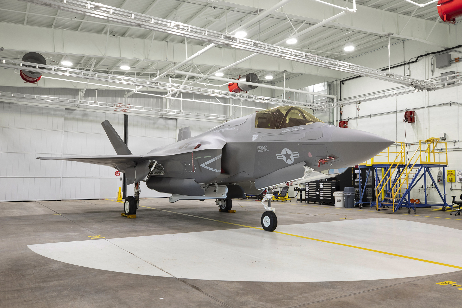 A U.S. Marine Corps F-35B for Marine Corps Air Station, Beaufort, South Carolina, sits at Lockheed Martin in Fort Worth, Texas, as the 91st F-35 to be delivered in 2018.