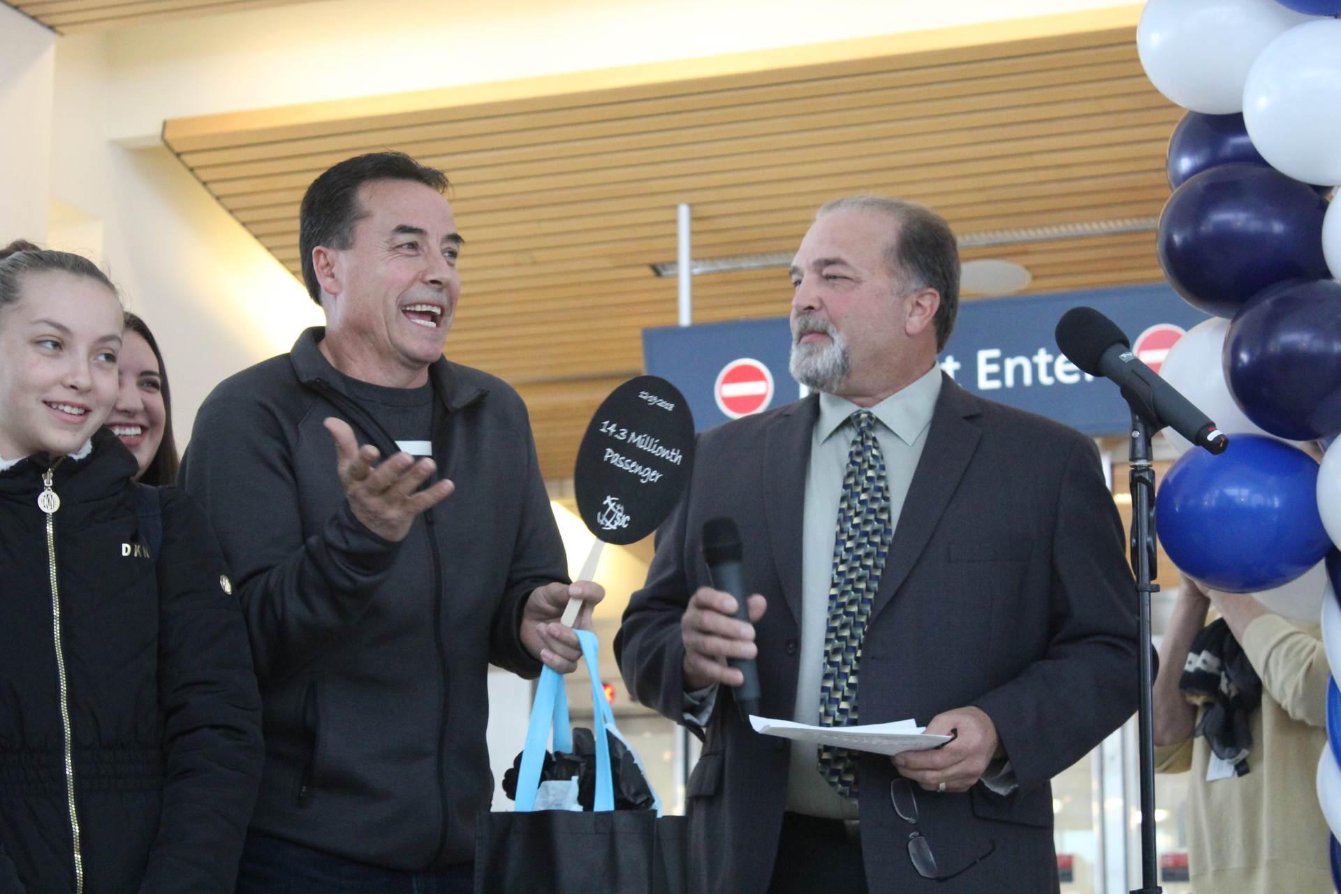 Passenger Sergio Aguilera Sr Learns he is SJC s 14 3 Millionth Passenger.