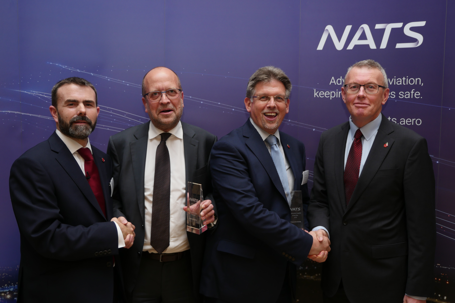 Left to right: Tim Bullock &ndash; NATS Director Supply Chain, Herman Mattanovich - Member of Frequentis Executive Board, Andrew Madge - Managing Director Frequentis UK, and Rob Watkins &ndash; NATS Technical Services Director