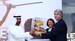 SITA CEO Barbara Dalibard and Hani El-Assaad, SITA President, Middle East, India & Africa hand over a symbolic token of appreciation to HH Sheikh Ahmed bin Saeed al Maktoum at SITA MEIA Kick Off event being held in Dubai today.
