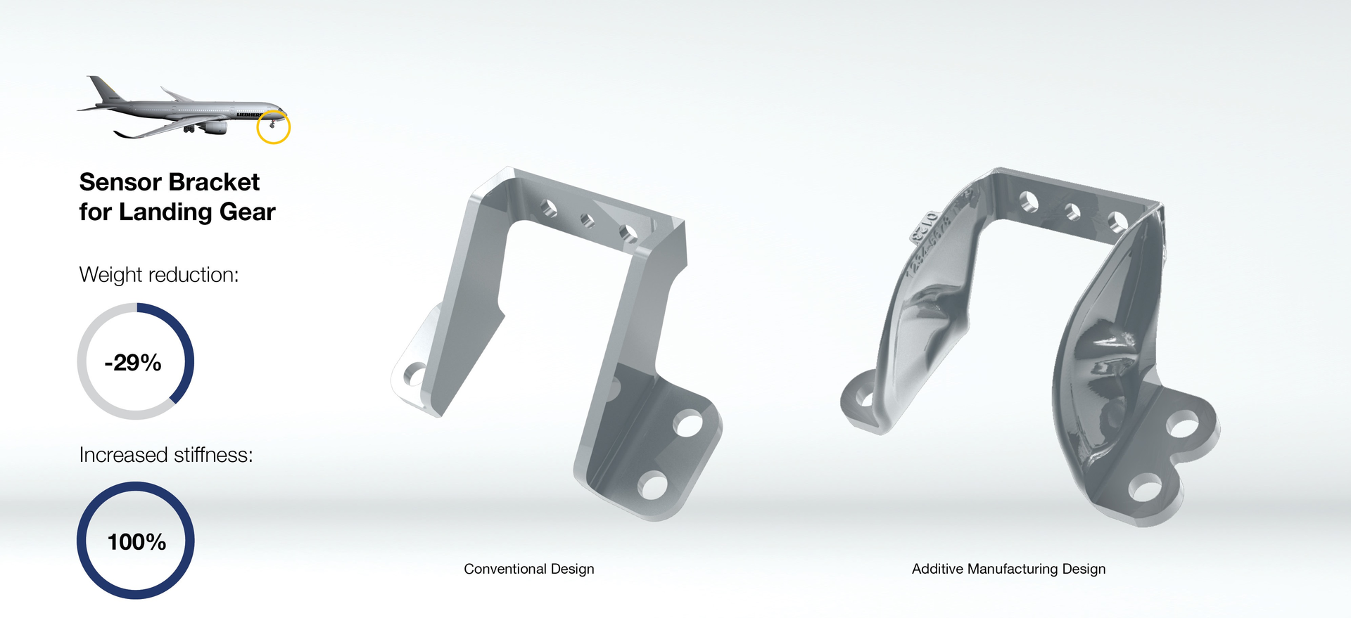 Liebherr Aerospace sensor bracket nose landing gear.