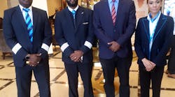 Dawit Lemma, Krimson MD (second from right), welcomes the crew of Bestfly, Krimson's 150th flight. Dawit Lemma, Krimson MD (second from right), welcomes the crew of Bestfly, Krimson's 150th flight.